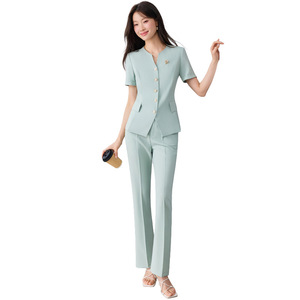 Women's Lightweight Summer Suit Set Short Sleeve Breathable Worsted Office Lady Commuting <b>Work</b> Wear - Product Image 5