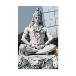 Printed Canvas Artwork <b>Shiva</b> Statue Landscapes Theme Abstract Wall <b>Art</b> <b>Art</b> Deco Panel Hanging with Tempered Glass - Product Image 2