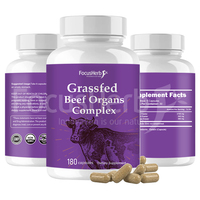 Cápsulas de Órganos de Res Natural para Adultos FocusHerb, Hígado, Corazón y Riñón de Res Alimentada con Pasto