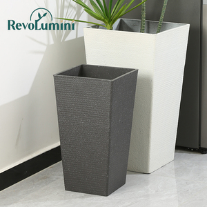 Pot bunga plastik & pot persegi tinggi besar dalam ruangan/luar ruangan seperti batu - Product Image 4