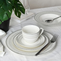 Service de table en porcelaine écologique 20 pièces avec bord doré – Vaisselle de luxe pour salades, soupes, bols et assiettes