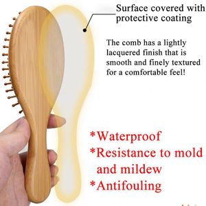 Cepillo para el Cabello Ecológico de Madera Natural con Almohadilla de Aire, Desenredante, con Mango de Bambú y Logotipo Personalizado, para Masaje Capilar - Product Image 3