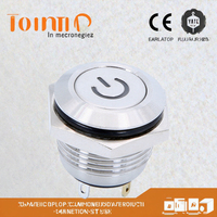 Sakelar Tombol Tekan Logam Kepala Datar 16mm 18A Tahan Air 1NO