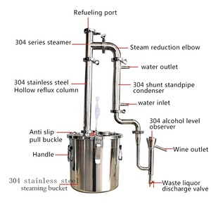 Mini équipement de brassage pour Gin, <span class=keywords><strong>20l</strong></span>, machine à eau distillée en acier inoxydable 304, distillateur d'alcool privé - Product Image 2