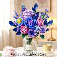Lot de blocs de construction 11103 - Bouquet de fleurs 828 pièces - Orchidées et roses en briques - Fleurs éternelles pour la décoration intérieure - Cadeau de la Saint-Valentin