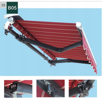Auvent de patio rétractable automatique avec manivelle motorisée LED allume les pièces d'auvent en toile de tissu extérieur résistant aux UV