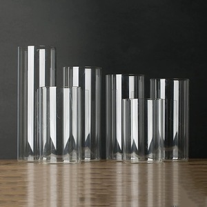 Vase en verre transparent à la mode pot de bougie en verre de cire de sable Tase transparent à paroi épaisse - Product Image 1
