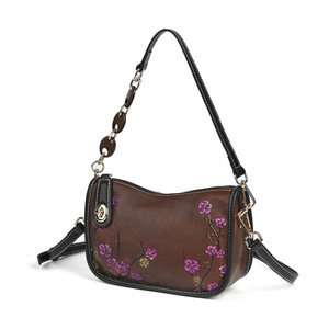 Ando <b>Bag</b> Floral Embossed Genuine Leather <b>Shoulder</b> <b>Bag</b> Women Vintage Cowhide <b>Small</b> Crossbody Purse - Product Image 3