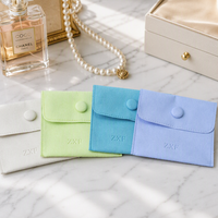 Pochette à bijoux ZXF Fashion en velours violet avec logo, en microfibre de daim vert, emballage enveloppe en velours, logo personnalisé avec insert