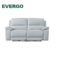 Canapé inclinable en forme de L Evergeo 1+2+3, siège en cuir Genvine, idéal pour le cinéma maison, la villa, l'hôtel, le salon
