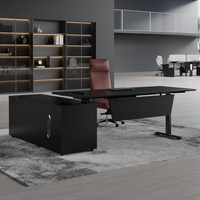 Bureau de direction moderne intelligent avec panneau en bois réglable et fonction extensible convertible en acier inoxydable pour le bureau