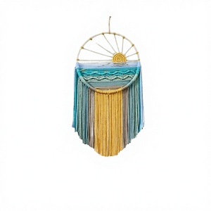 Tapiz de Algodón Nórdico Bohemio con Borlas Geométricas Coloridas, Tejido a Mano, Tamaño Mediano, Decoración para Colgar en la Pared - Product Image 4