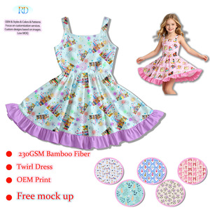 Robe d'été sans manches pour filles en fibre de bambou 230 GSM, motif princesse dessin animé intégral, faible MOQ, couleur personnalisée OEM - Product Image 4