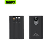Power Bank kapasitas tinggi 20000mah bawaan 3 kabel 22.5w, pengisian cepat tampilan LED portabel Output tipe-c