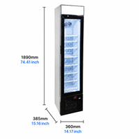 Congélateur vertical commercial Ne-105dl-12 Slim 105L avec porte vitrée et éclairage LED pour magasin de crèmes glacées et aliments surgelés