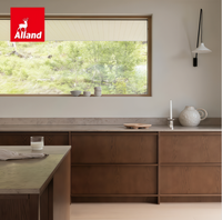 Meuble de cuisine Alland haut de gamme, design minimaliste scandinave, chêne foncé, porte de meuble encastrée, facile à assembler