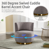 Fauteuils d'appoint ronds en velours capitonné pivotants à 360 degrés, larges et rembourrés, pour chambre à coucher, appartement, détente