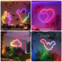Ruban LED RGBIC Néon 3m/Rouleau 5m/Rouleau Flexible, Contrôle USB/Par Application/Télécommande, Synchronisation Musicale, Coupeur Facile, Installation Simplifiée