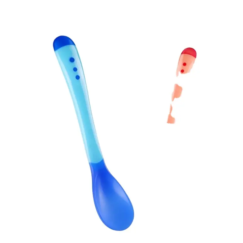 Sendok silikon pengaman bayi sendok makan anak-anak lembut antiselip sendok garpu perlengkapan makan rumah anak-anak