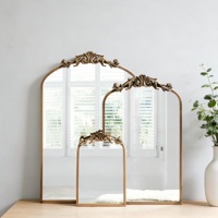 Miroir mural baroque en résine, surdimensionné, personnalisé, antique, orné, doré, vintage, avec cadre en métal cintré, pour hôtel, maison, décoration