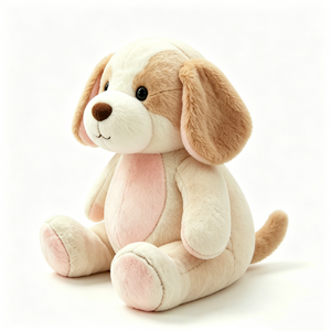 Peluche de Perrito Personalizado en Beige Suave y Rosa, Adorable Peluche de Perro con Orejas Caídas, Juguete para Niños y Decoración de Cuarto Infantil - Product Image 2