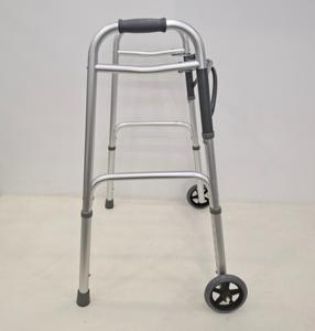 Andador plegable de 2 botones con ruedas, andador rodante, andador de rueda delantera, andadores ligeros de altura ajustable, Plata - Product Image 3