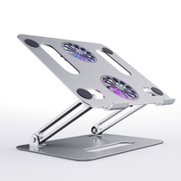 Support ergonomique pour ordinateur portable en aluminium avec ventilateur de refroidissement, réglable en hauteur, pliable, support de bureau pour ordinateur portable, pour la maison et le bureau