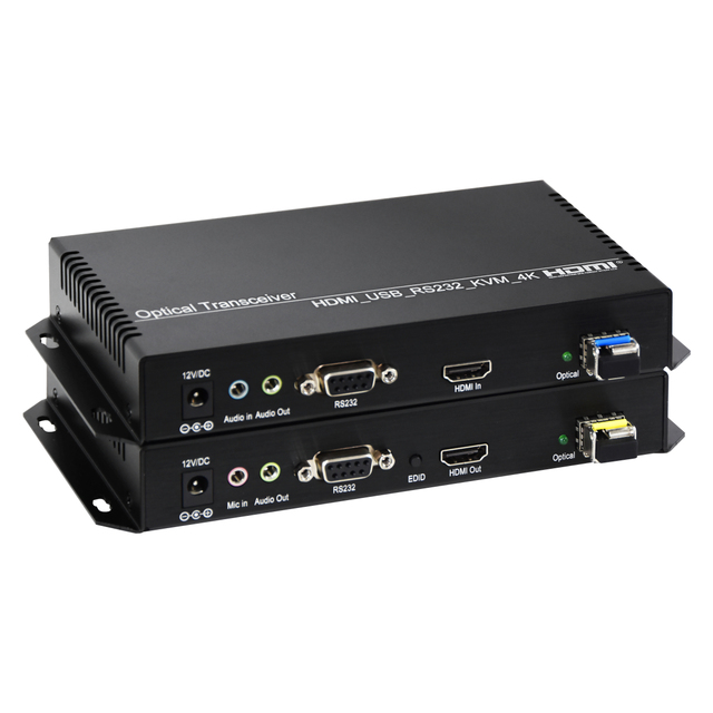 20KM 4K HDMI KVM Extender Transceiver Over LC Fiber Optical Cable 4K HDMI Optical Fiber Extender
