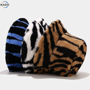 Wholesale <strong>Custom</strong> Colorful Printed Pattern <strong>Design</strong> Winter Thick Plush Fisherman Cap <strong>Bucket</strong> Hat for Unisex - Product Image 3