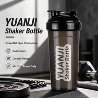 Bouteille shaker en plastique écologique sans BPA, 600 ml, avec logo personnalisé, pour protéines, eau, sport, fitness et gym.