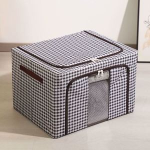 Houndstooth Wardrobe <b>Clothes</b> Organizer Bins Visual Windows Large Capacity Quilts Foldable Storage <b>Box</b> - Product Image 1