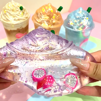 Jouet Squishy TPR en forme de tasse de thé au lait 2026, jouet à presser rempli de maltose, cadeau fantaisie anti-stress aux fruits colorés et pailletés