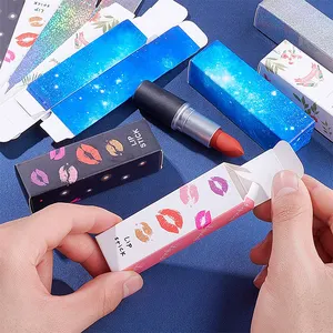사용자 정의 로고 블랙 화이트 핑크 접이식 립글로스 튜브 립스틱 카드 종이 포장 상자