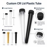 Tube en plastique noir opaque résistant aux enfants de 98 mm et 120 mm, tubes d'emballage pour cigares personnalisés, tubes pré-roulés anti-effraction avec bouchon à vis