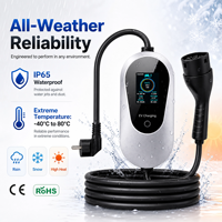 Chargeur mobile domestique pour voiture électrique 3,5 kW 7 kW 16A 32A avec moniteur IC-CPD, démarrage différé, prise murale et sac de transport
