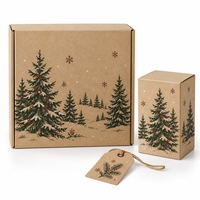 Boîte cadeau en papier kraft de Noël, personnalisée, imprimée, recyclable, pliable, pour savon, pâtisserie, bougie, petits cadeaux et vente au détail de Noël