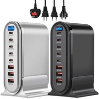 Chargeur GaN 600W USB-C PD3.0 QC3.0 avec 5 ports C et 3 ports A, indicateur LED, station de charge rapide pour téléphones portables