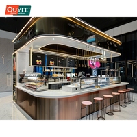 Service clé en main pour la conception de bars à café, solution clé en main pour les cafés, armoire de rangement éclairée