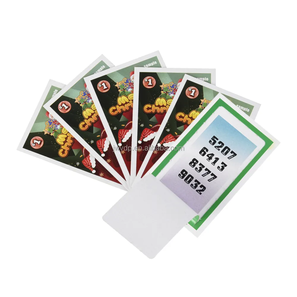 Großhandel Druck Bingo Ziehkarten Lotterie-Tickets kostenloses Design Weihnachts-Thema aufreißbare offene Karten Glücksspiel-Tickets Ziehkarten