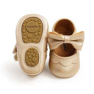 Schmetterlings-PU-Schuhe mit weicher Sohle, Klettverschluss und Schleife, strapazierfähig, für Kleinkinder und Babys, mit gewelltem Rand - Product Image 3