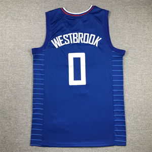 2025 vente en gros et de haute qualité basket-ball hommes brodé cousu noir bleu blanc #0 Russell Westbrook <span class=keywords><strong>Clippers</strong></span> maillots - Product Image 4