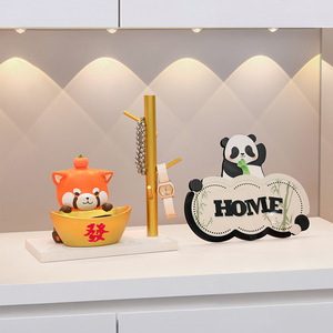 Yuanbao Panda Key Storage Resin Figurine Animal Shape Home Decoration Desktop Decorative Lucky Cat Craft - Product Image 2
