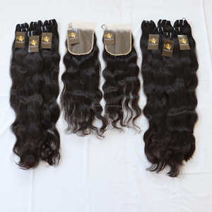 มัดผมดิบเป็นลอนพร้อมที่ปิดวิกผมคนอินเดียพร้อมแผ่นปิดด้านหน้าบางความละเอียดสูงพร้อมมัดผมบริสุทธิ์ - Product Image 1