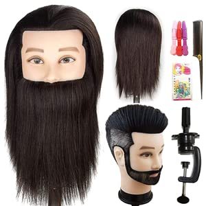 Tête de mannequin d'entraînement en cheveux humains 100 % naturels pour la <span class=keywords><strong>coupe</strong></span>, le tressage et le décoloration, avec barbe – Vente en gros - Product Image 2