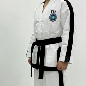 <span class=keywords><strong>Uniforme</strong></span> de Entrenamiento de <span class=keywords><strong>Taekwondo</strong></span> Quteng ITF, Material Acanalado, Alta Resistencia, Transpirable y Duradero, Diseño Unisex - Product Image 3