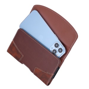 Funda de transporte universal de cuero genuino para teléfono móvil, funda con clip para cinturón horizontal de nailon híbrido para Samsung, iPhone 16, 15, 14 y 13 - Product Image 3