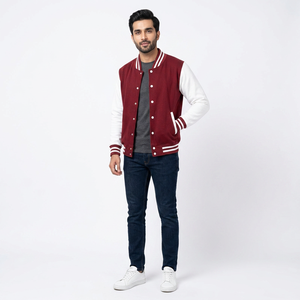 Chaqueta Varsity Personalizada con Logotipo, Transpirable, de Algodón Fino, Manga Larga, Cuello Alto, Informal, para Invierno, para Hombre - Product Image 1