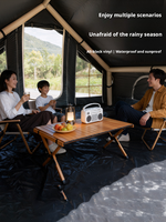 Grande tente de camping gonflable entièrement automatique quatre saisons portable 6.6-3, triple protection imperméable avec revêtement noir, 2 portes et 6 fenêtres