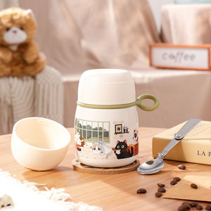 Contenitore Termico per Alimenti in Acciaio Inox 316 per Bambini con Design Cartoon, Porta Pranzo per Ufficio e Campeggio con Cucchiaio, 42ml - Product Image 4