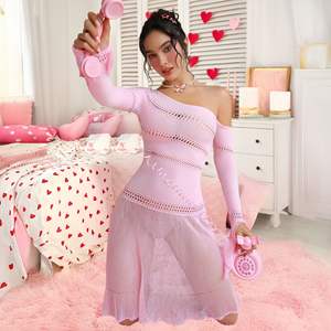 2026 NEU Sexy Rosa Bodystocking Langes Kleid Damen Dessous - Product Image 3